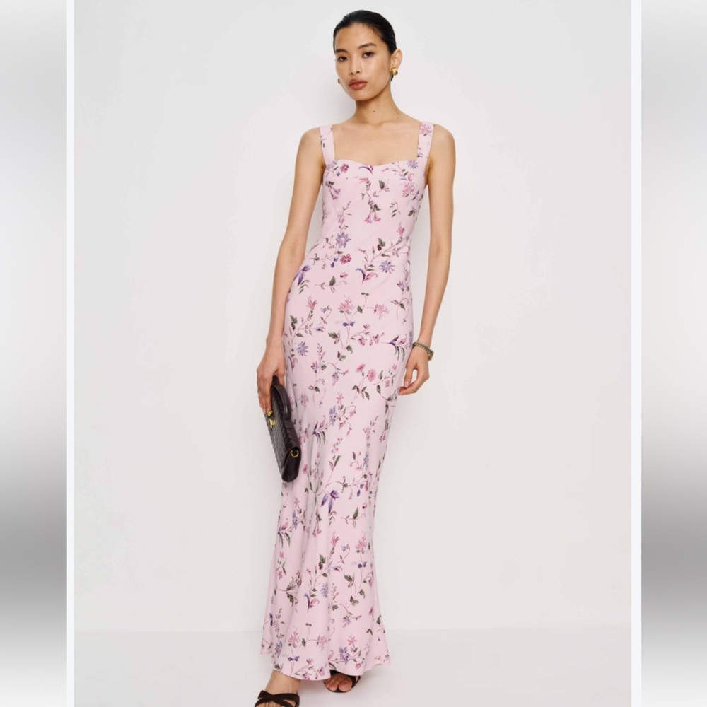 Sleeveless Pink Floral Maxi Dress